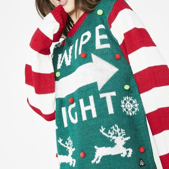 American Stitch Size L Swipe Right Ugly Christmas Sweater Holiday Pullover - Picture 7 of 7